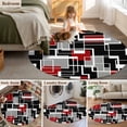 thumbnail image 5 of Round Rugs 3 Ft, Red Black Geometric Non Slip Area Rugs for Kitchen Bedroom Entryway, Modern Color Block Abstract Washable Carpet Runner Rug Floor Mats for Bedroom Home Decor, 5 of 8