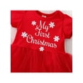 thumbnail image 5 of Bagilaanoe Newborn Baby Girl Christmas Romper Dress Letters Snowflake Print Short Sleeve A-line Princess Dresses + Headband 6M 12M 18M 24M Infant Patchwork Tulle Skirt, 5 of 9