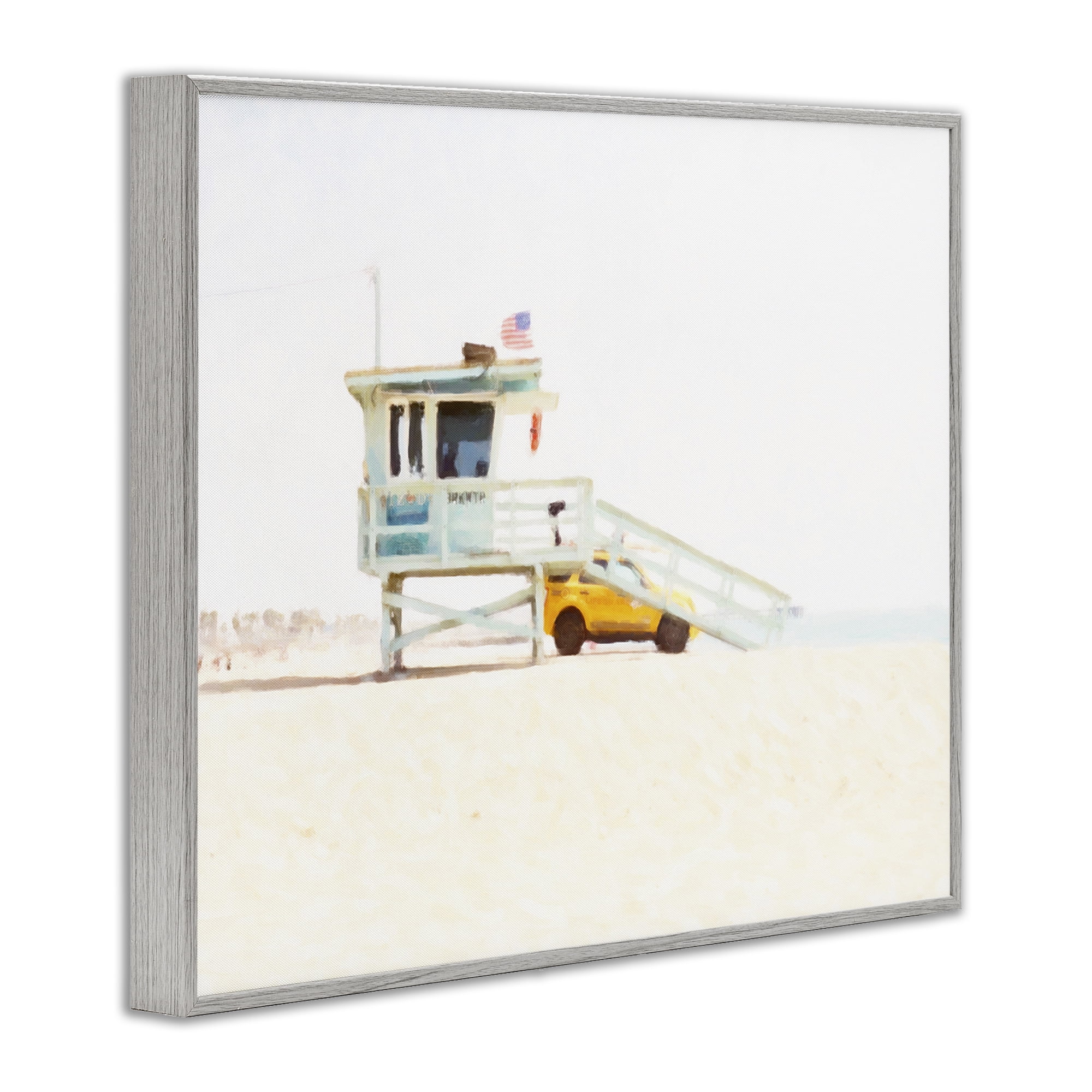 Stupell Industries Soft Light Lifeguard Station Gray Framed Giclee Art, design by Kim Curinga