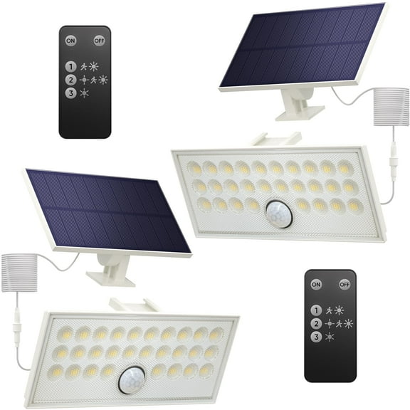 Solar Motion Lights Outdoor Waterproof with Remote Control,with 3 Lighting Modes for Porch, Garage, Garden, Yard, Pool,2 Pack