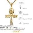 thumbnail image 6 of NEGS 18K Gold Plated Eye of Horus and Scarab Egyptian Ankh Pendant 24‘’ Chain Amulet Stainless Steel Necklace for Men Women, 6 of 7