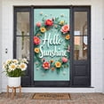 thumbnail image 3 of Floral Wreath Hello Sunshine Banner Pink Flowers Spring Backdrop Yellow Daisies Green Leaves Floral Display for Spring Party Garden Gathering Photo Backdrop, 3 of 9