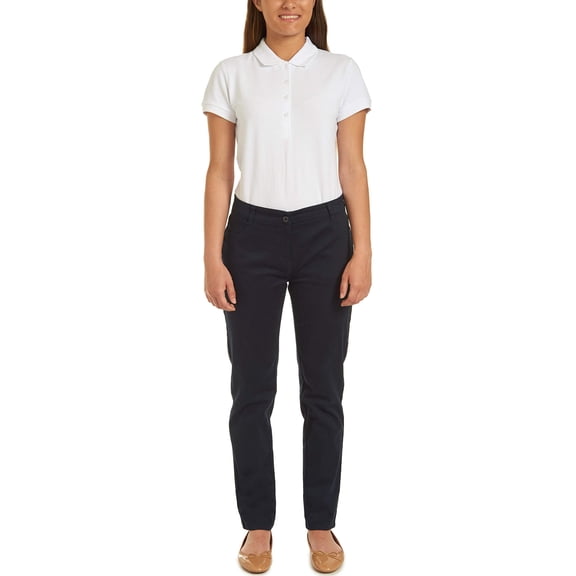 Nautica Juniors Uniform Sateen Skinny Pant with Adjustable Waistband, Navy, Size 5, NUFBC030-414