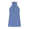 thumbnail image 4 of Njoeus Women's Tie Mock Neck Sleeveless Tank Tops Halters Backless Casual Work Business Shirts Basic Tees Summer Tunic Dressy Blouses, 4 of 7