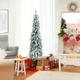 thumbnail image 2 of Patiojoy 5FT Pre-lit Artificial Christmas Tree Snow-flocked Xmas Pencil Tree with 334 Branch Tips 150 LED Lights 2 Lighting Colors, 2 of 9