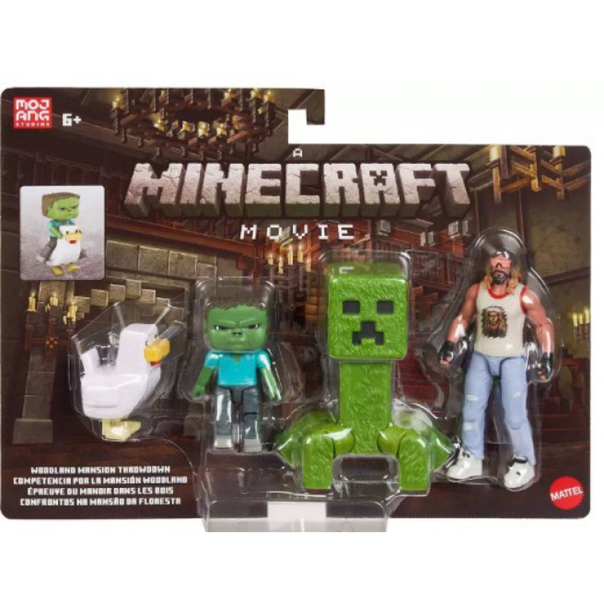 Minecraft Woodland Mansion 4-Pack – Creeper, Garrett, Zombie & Chicken Movie Set