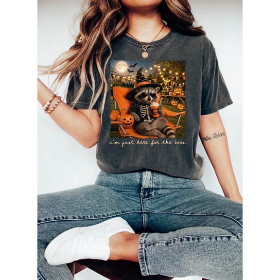 Funny Raccoon Halloween Shirt, Just Here For the Boos T-shirt, Spooky Season Tee