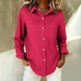 thumbnail image 5 of Casual Shirts for Women Long Sleeve Button Down Blouses Fall 2026 Solid Color Trendy Tops Womens Button Down Shirts Long Sleeve Cotton Gauze Tops Casual Collared Blouses Loose Fit, 5 of 7