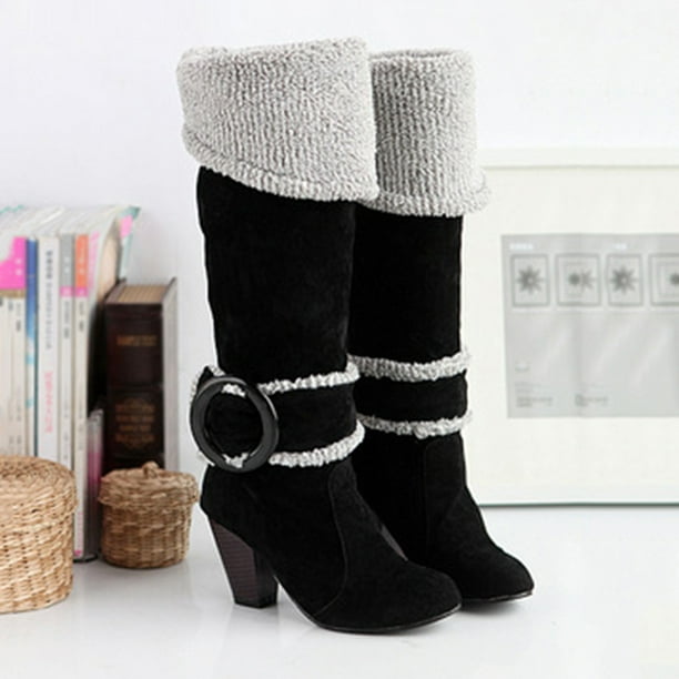 Black over the knee boots no heel hot sale