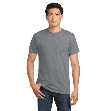 Gildan Men's Heavy Cotton T-Shirt, Crewneck Heavy Cotton Shirt, Graphite Heather, L