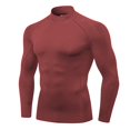 thumbnail image 1 of Camisa de compresión Queerier para hombre, cuello alto, manga larga, color rojo, 1 of 9