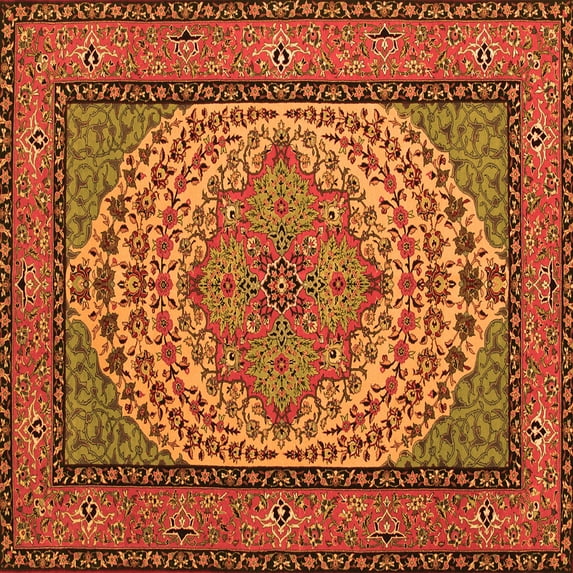 Ahgly Company Indoor Square Persian Orange Traditional Area Rugs, 4' Square
