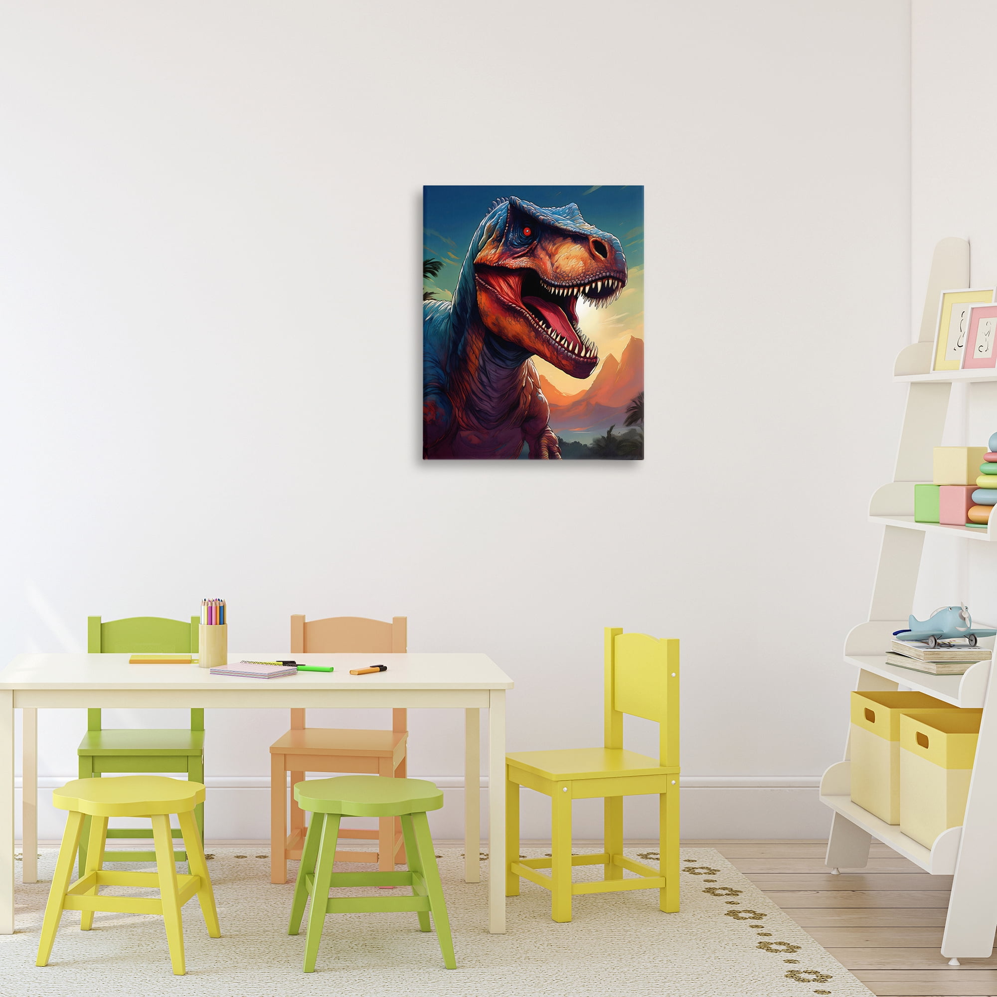 Stupell Industries Dinosaur with Sunset Landscape Canvas Wall Art, design by Creative Studio