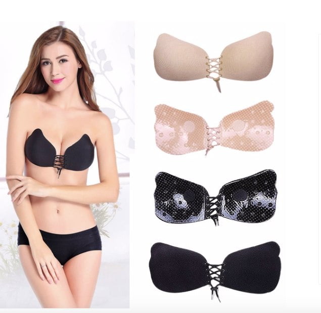 lace adhesive stick on push up strapless invisible bra backless