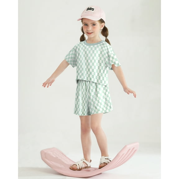 CARETOO Toddler Girl Clothes Outfits Casual Summer Plaid Shirt Shorts Headband Cotton Fabric 3pcs