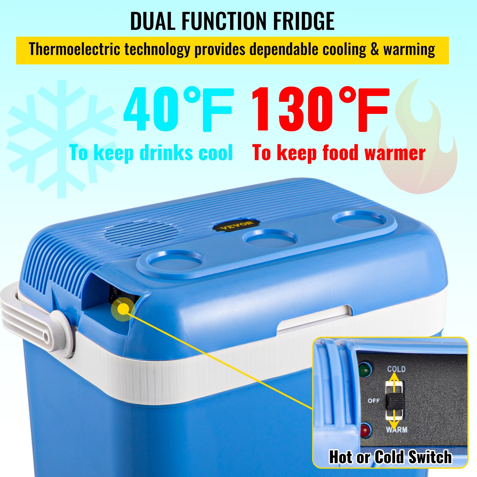 VEVOR Electric Cooler Car Camping Box Refrigerator 30-50L 60W Thermobox 12V