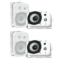 Pyle PDWR40W 5.25" White Indoor/Outdoor Waterproof Home Theater Speakers, 2 Pair