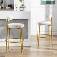 thumbnail image 6 of Industrial Bar Stools, Counter Height Barstools, Upholstered Bar Stools with Back and Cushion Bar Chairs, 28 Inch Kitchen Island Bar Chair, Metal Golden Legs(Beige Polyester,Set of 4), 6 of 9