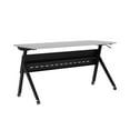 thumbnail image 2 of BizChair Commercial Grade 60" x 24" Heavy-Duty Nesting Flip Training Table with Y-Legs, Modesty Panel, 1" Thick Gray Tabletop, and Black Steel Frame, 2 of 17