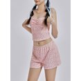 thumbnail image 5 of Musuos Women Summer 2 Pieces Slim Clothes Outfits Floral Print Strapless Wrap Chest Tube Tops and Elastic Waist Shorts Set, 5 of 10