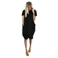 thumbnail image 2 of OKBOP Short Sleeve Round-Neck Dress Womens Jumper Ladies Oversized Baggy Short Sleeve Pocket Pullover Mini Dress cute Sweater Dress Clearance Black L, 2 of 4