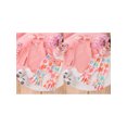thumbnail image 2 of FOCUSNORM Baby Girl Fall Outfit Ribbed Cold Shoulder Long Sleeve Romper with Floral Pattern Flare Pants and Headband 3 Pcs Set, 2 of 9