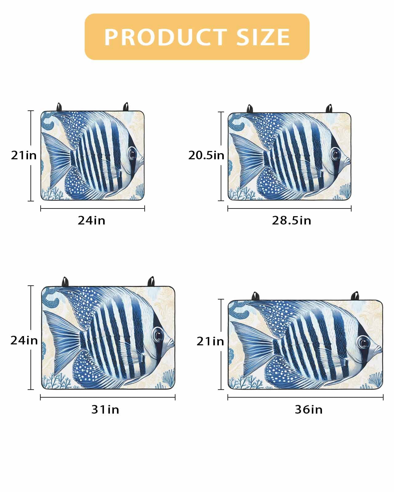 nqOlkjepod Large Induction Cooktop Protector Mat 24"x21", Blue Yellow Ocean Stove Top Covers for Electric Stove, Summer Coastal Stripe Fish Coral Stove Burner Cover Mats, Glass Top Stove Cover