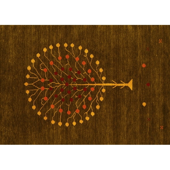 Ahgly Company Indoor Rectangle Abstract Yellow Contemporary Area Rugs, 5' x 7'