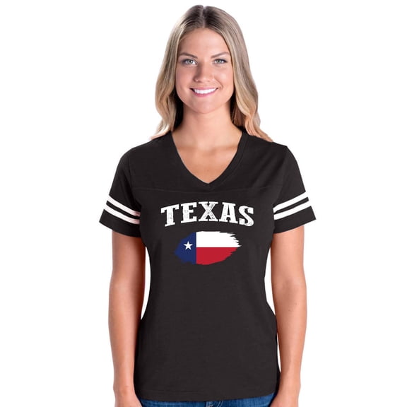 Womens Texas Flag Football V-Neck T-Shirt