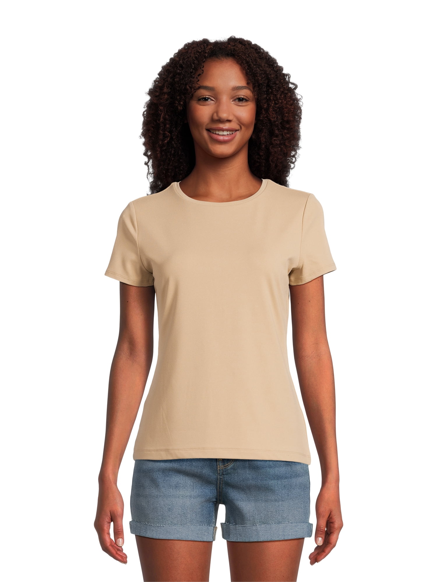 Time and Tru Women's Smoothing Tee with Short Sleeves, 2-Pack, Sizes XS-XXXL
