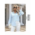 thumbnail image 2 of Button Down Shirts for Women Cotton Dress Shirts Collared Long Sleeve Wrinkle Free Blouse Tops Light Blue M, 2 of 8