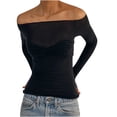 thumbnail image 3 of CEHVOM Mode Femme Été Épaules Dénudées Manches Longues Décontracté Haut Blouse Liquidation, 3 of 6
