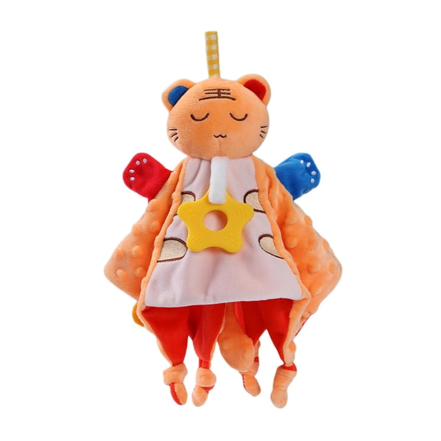 Manta para apaciguar el sueño.,Manta de seguridad para bebé con etiquetas de juguete,Juguete sensorial Confort Apaciguar Toalla Lovey Soft,Manta linda Manta de peluche,Toalla tigre naranja