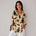 thumbnail image 4 of Nyfairy Plus Size Women's Halloween Print Long Sleeve Button Down Casual Shirt, 4 of 5