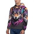 thumbnail image 3 of Naloa Colorful Wolf Head A Men's Casual Hooded Collar Drawstring Hoodies Pullover Sweatshirts Casual Long Sleeve Shirts-4X-Large, 3 of 7