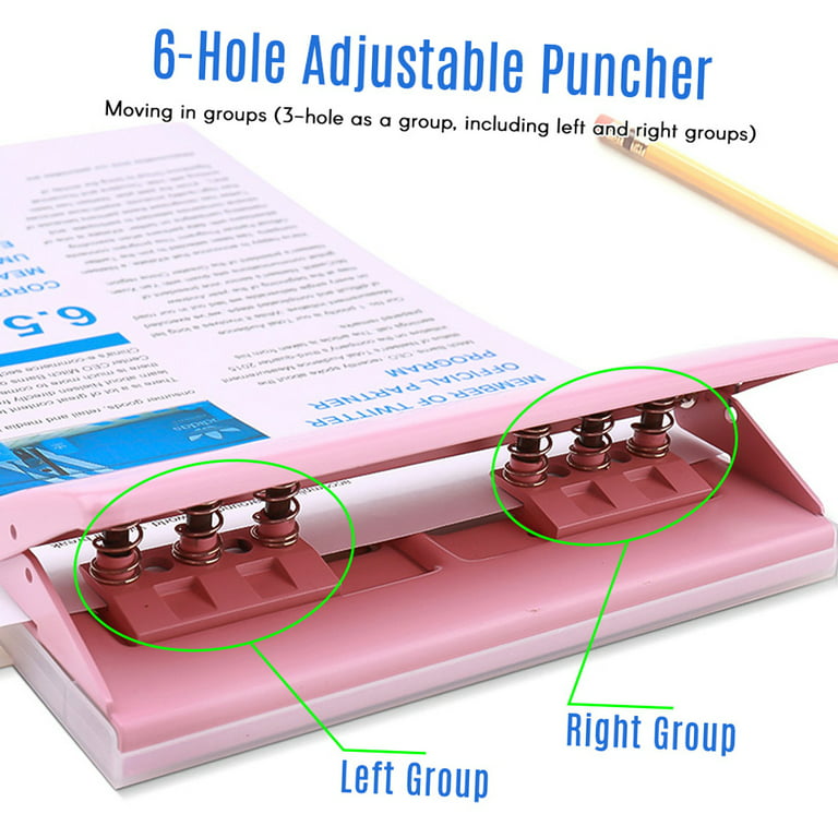 Carevas Adjustable 6-Hole Desktop Punch Puncher for A4 A5 A6 B7 Dairy  Planner Organizer Six Ring Binder with 6 Sheet Capacity