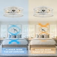 thumbnail image 5 of Cusp Barn 20-In Retro Distressed White Ceiling Fan with Light, Flush Mount Low Profile Caged Ceiling Fan with Reversible Blades and Remote Control, 5 of 10