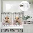 thumbnail image 5 of Kitchen Window Curtains Valance and Tier Set, Spring Flower Cow Wood Board Rod Pocket Tier Curtain Valance Set, Farmhouse Animal Leaf Wooden Light Filtering Cafe Curtains for Bedroom Living Room, 5 of 9