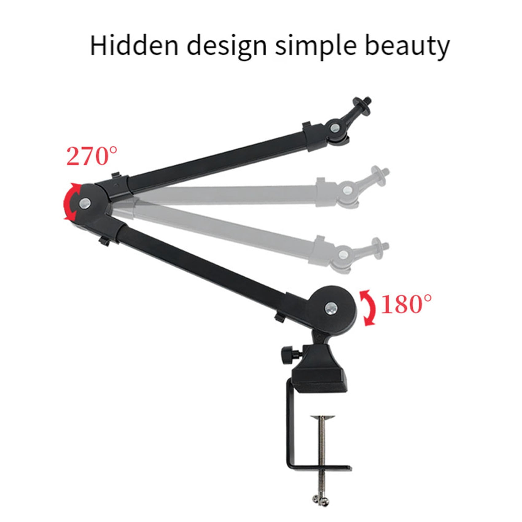 2X Heavy Duty Microphone Arm Stand Adjustable and Foldable for Studio and Live Performances,2 x Microphone Scissor Arm 2 x Table Mounting Clamp,Black