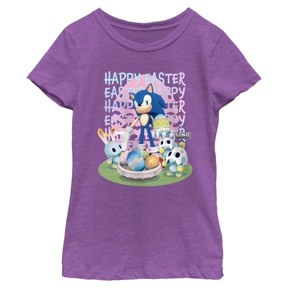 Girls Sonic the Hedgehog Sonic Easter Chao Bunny Eggs T Shirt