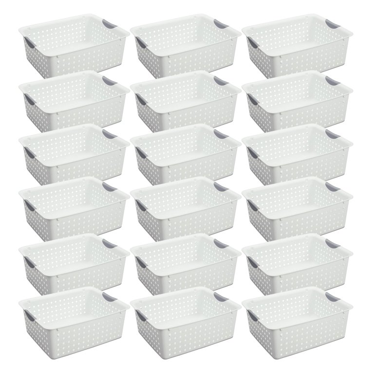 Sterilite Large Ultra Plastic Storage Bin Baskets with Handles, White, 6  Pack, 1 Piece - Food 4 Less