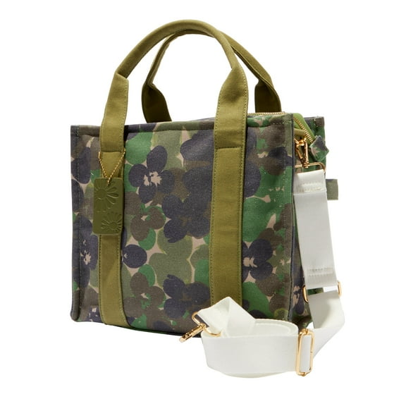 Claire's Versatile Hand or Crossbody Bag, Flower Camo Print, Zipper Closure