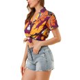 thumbnail image 5 of INSPIRE CHIC Valentine's Day Women's Shirts Hawaiian Short Sleeve Tropical Floral Button Down Tops S Purple, 5 of 9