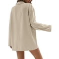 thumbnail image 3 of Liacowi Women 2 Piece Outfits Solid Color Loose Long Sleeve Shirt Elastic Shorts Casual Loungewear, 3 of 4