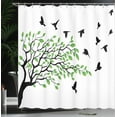 thumbnail image 4 of Ambesonne Silhouette Shower Curtain, Flying Spring Peace Art, 69"Wx70"L, White Black Green, 4 of 5