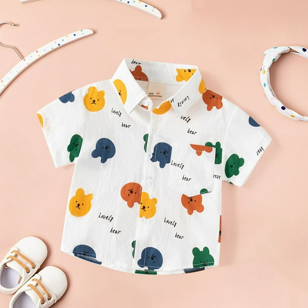 Gibobby blusas aesthetic Camiseta de manga corta con estampado de cuadros a rayas y pajarita para bebes camiseta informal con botones manga corta genial Blanco 18 24 Meses Gibobby Walmart en linea