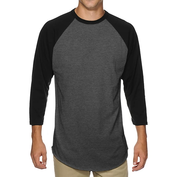 Ma Croix Men's Basic Baseball Raglan 3/4 Sleeve T-Shirts