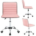 thumbnail image 2 of XPOPR Mid Back Task Chair,Low Back Leather Swivel Office Chair,Computer Desk Chair Retro with Armless Ribbed (Pink), 2 of 9