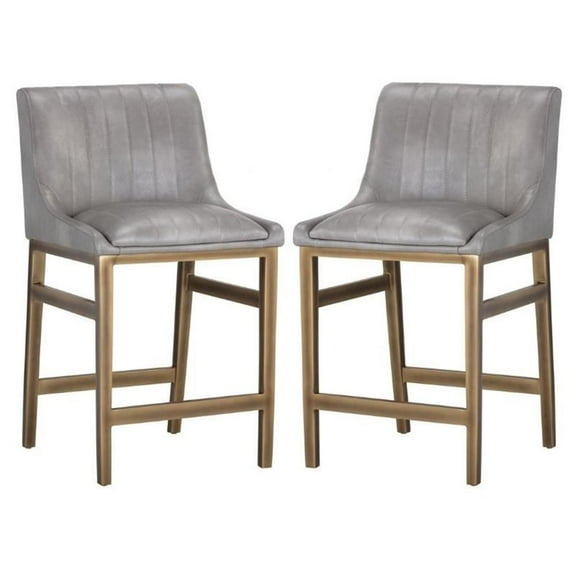 Home Square Halden 25.5" Counter Stool in Gray/Rustic Bronze - Set of 2