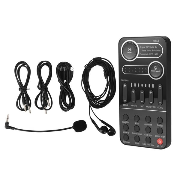 Mini Cambiador de Voz PortáTil Efecto de Audio MúLtiple Tarjeta de Cambio de Sonido en Vivo Dispositivo de Altavoz para TeléFono MóVil PC Tablet